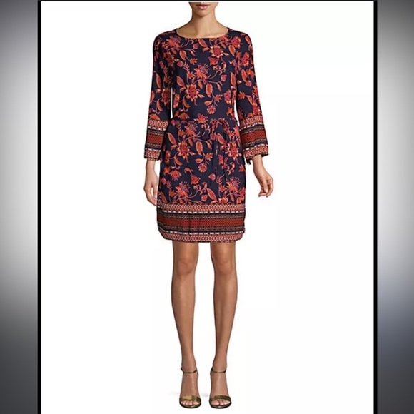 beachlunchlounge Women's Floral 3/4 Length Sleeve Mini Dress - size S - Picture 1 of 8